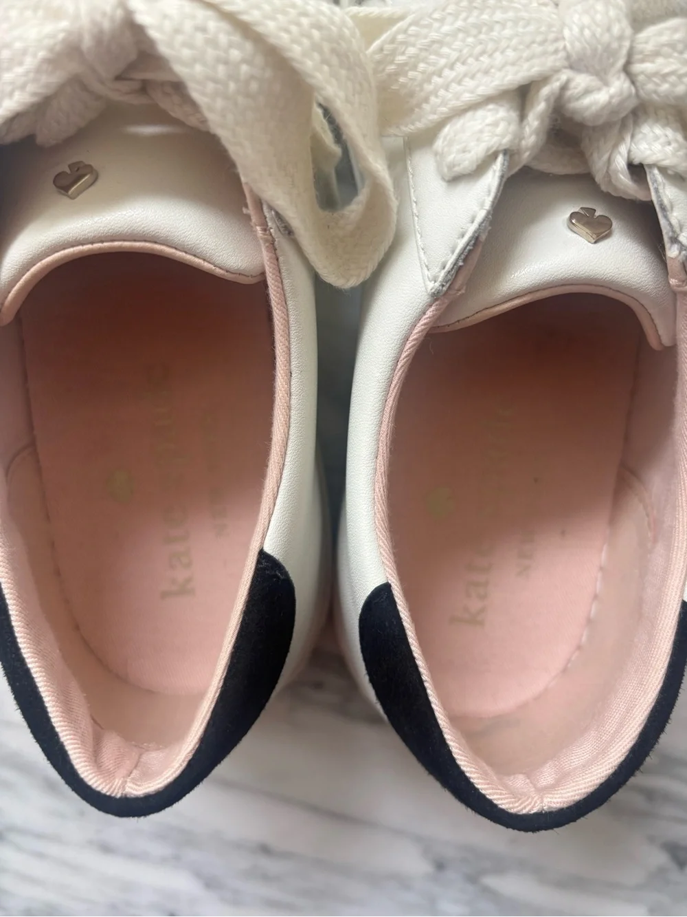 kate spade White Sneakers with Black Heel & Logo